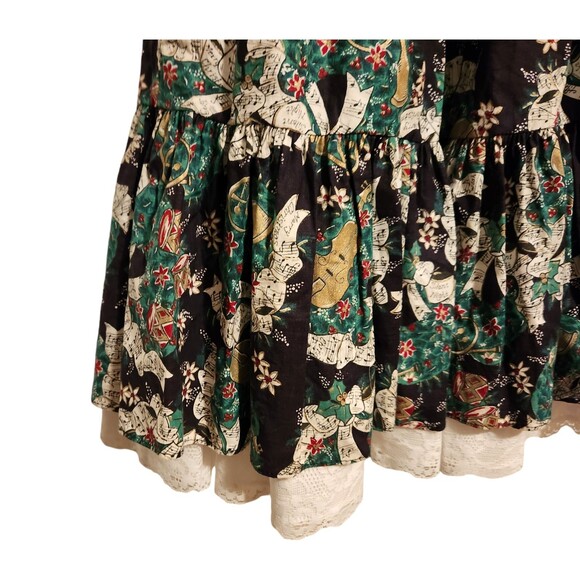 Mini World Dress Christmas Music Print Petticoat Lace Girls 14 Made in USA - Picture 5 of 9
